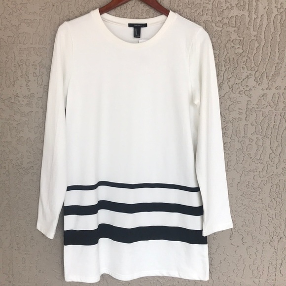 Forever 21 Dresses & Skirts - Forever 21 Cream Black Stripe Long Sleeve Mini Dress NWT M